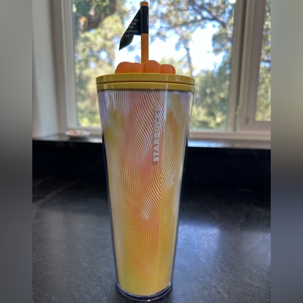 Starbucks Yellow and Orange Tumbler with Straw